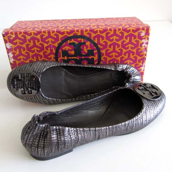TORY BURCH Reva lizard embossed leather ballet flats 9.5 - Picture 5 of 7
